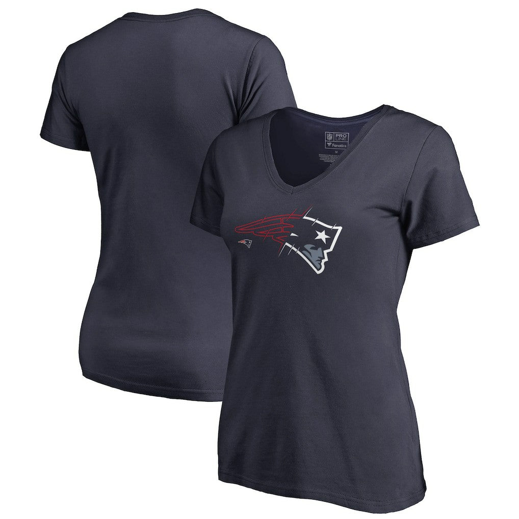 New England Patriots Women's X-Ray V-Neck T-Shirt Navy