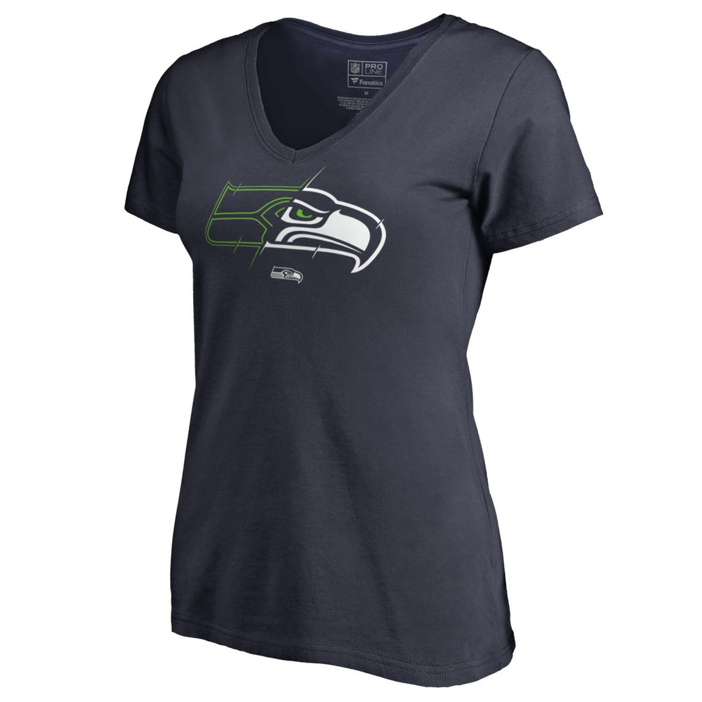 Seattle Seahawks Women's X-Ray V-Neck T-Shirt Navy
