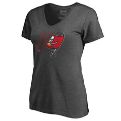 Tampa Bay Buccaneers Women's X-Ray Slim Fit V-Neck T-Shirt Heathered Gray
