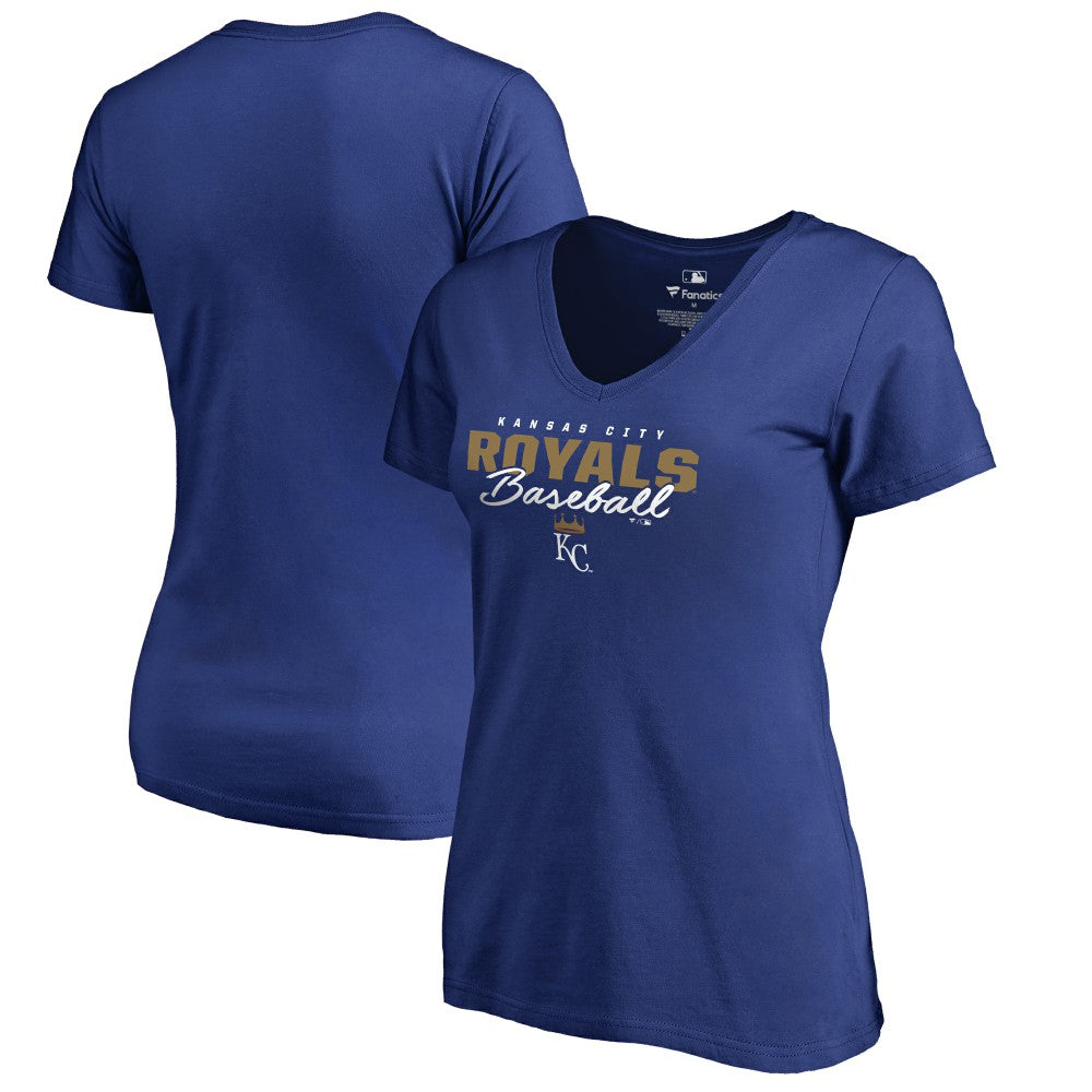 Kansas City Royals Women's Script Assist V-Neck T-Shirt - Royal - MLB Online