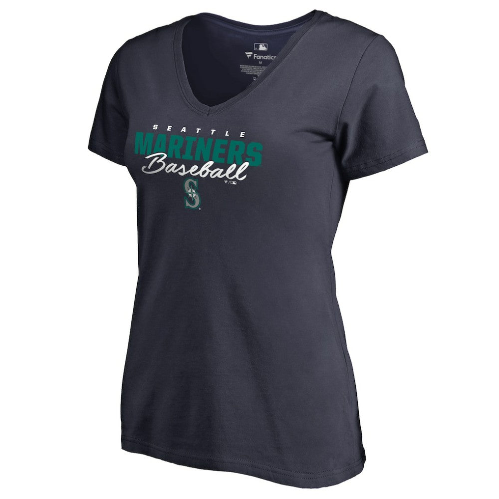 Seattle Mariners Women's Script Assist V-Neck T-Shirt - Navy - MLB Online