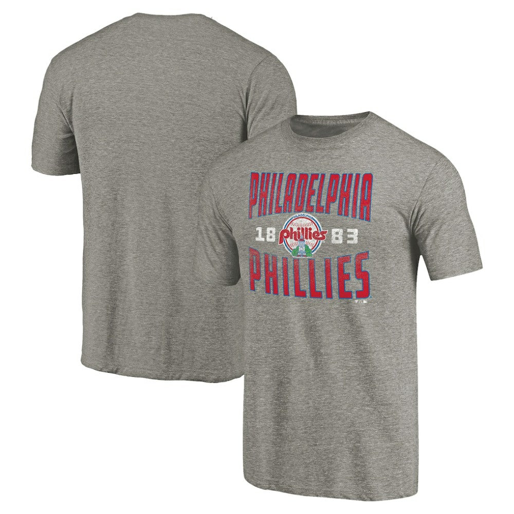 Philadelphia Phillies Cooperstown Collection Antique Stack Tri-Blend T-Shirt - Gray - MLB on Sale