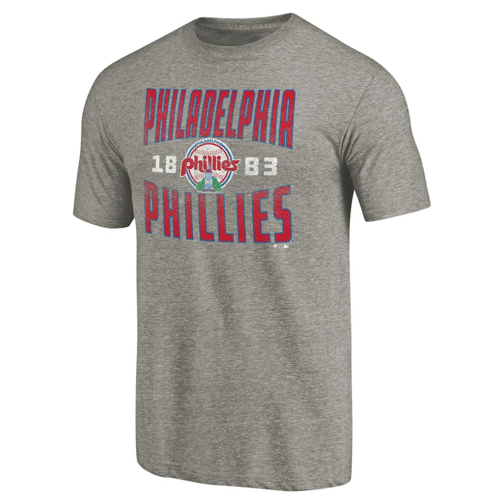 Philadelphia Phillies Cooperstown Collection Antique Stack Tri-Blend T-Shirt - Gray - MLB on Sale