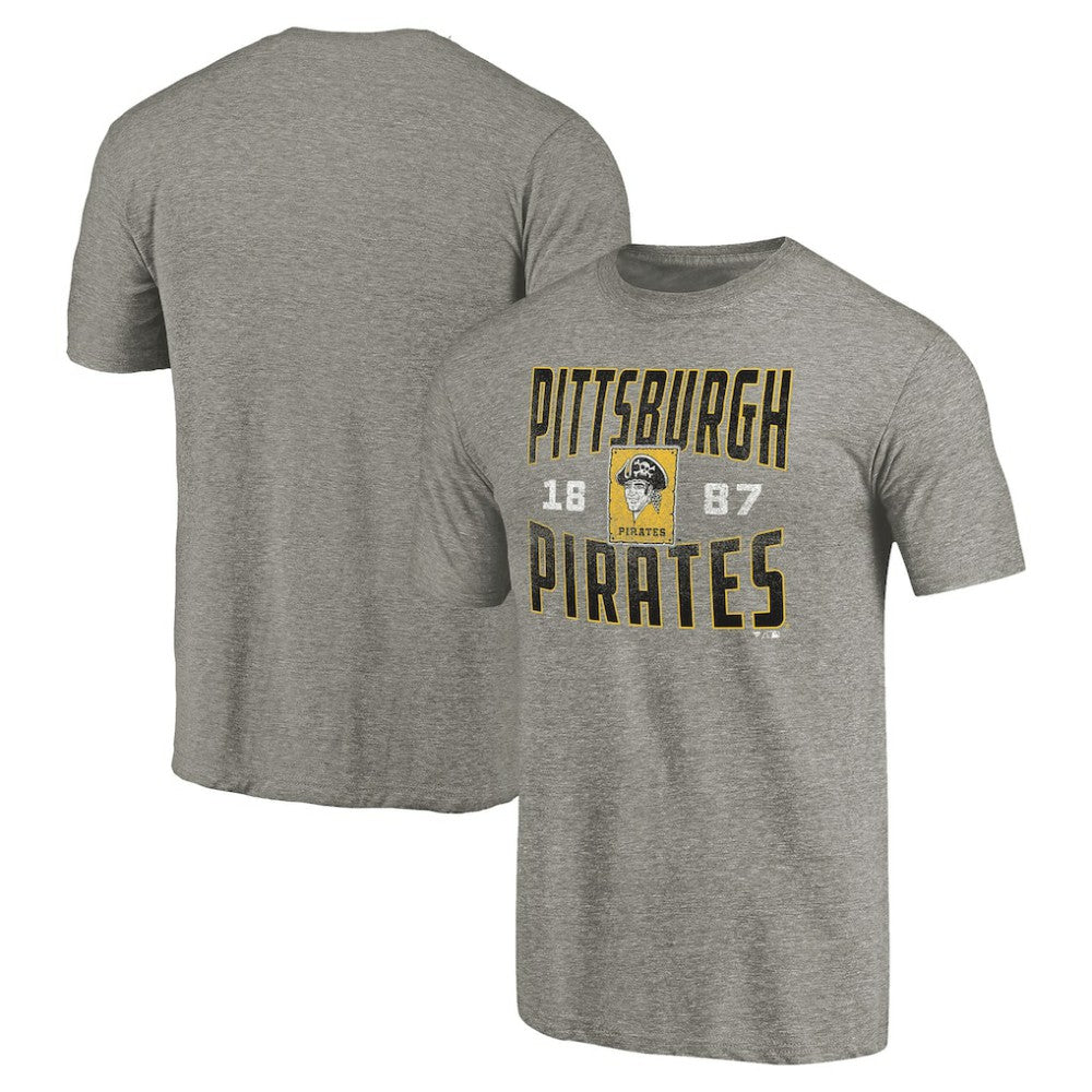 Pittsburgh Pirates Cooperstown Collection Antique Stack Tri-Blend T-Shirt - Gray - MLB Lifestyle