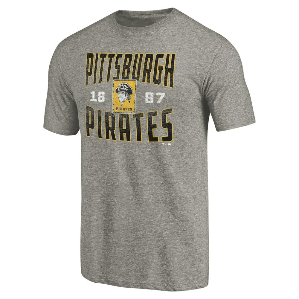 Pittsburgh Pirates Cooperstown Collection Antique Stack Tri-Blend T-Shirt - Gray - MLB Lifestyle