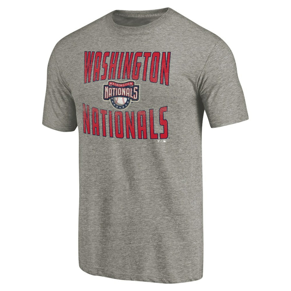 Washington Nationals Cooperstown Collection Antique Stack Tri-Blend T-Shirt - Gray - MLB Lifestyle