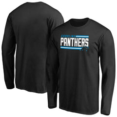 Carolina Panthers Iconic Collection On Side Stripe Long Sleeve T-Shirt Black