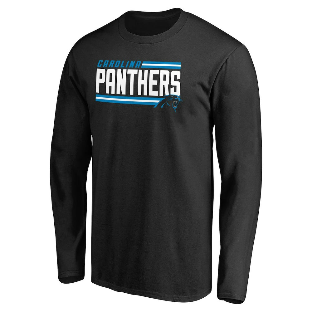 Carolina Panthers Iconic Collection On Side Stripe Long Sleeve T-Shirt Black