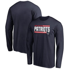 New England Patriots Iconic Collection On Side Stripe Long Sleeve T-Shirt Navy