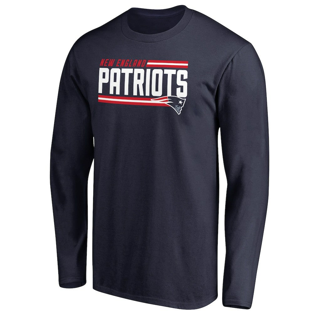 New England Patriots Iconic Collection On Side Stripe Long Sleeve T-Shirt Navy