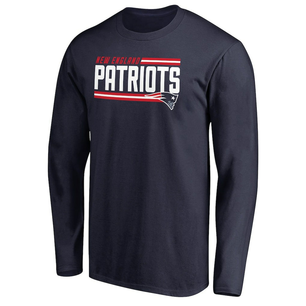 New England Patriots Iconic Collection On Side Stripe Long Sleeve T-Shirt Navy
