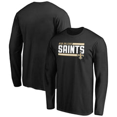 New Orleans Saints Iconic Collection On Side Stripe Long Sleeve T-Shirt Black