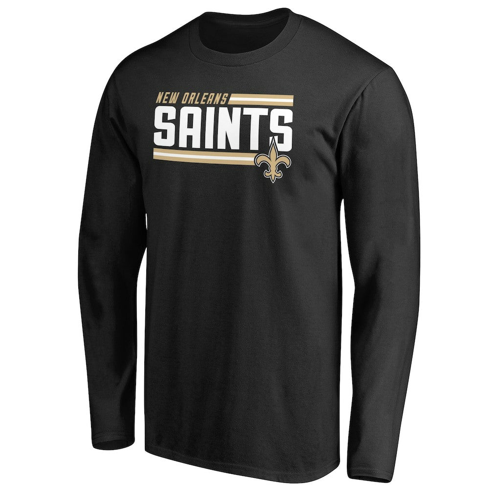 New Orleans Saints Iconic Collection On Side Stripe Long Sleeve T-Shirt Black