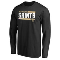 New Orleans Saints Iconic Collection On Side Stripe Long Sleeve T-Shirt Black
