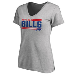 Buffalo Bills Women's Iconic Collection On Side Stripe V-Neck T-Shirt Ash