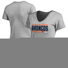 Denver Broncos Women's Iconic Collection On Side Stripe V-Neck T-Shirt Ash
