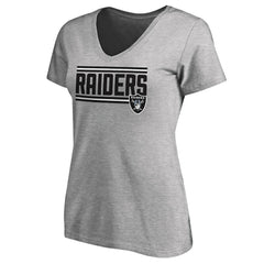 Las Vegas Raiders Women's Iconic Collection On Side Stripe V-Neck T-Shirt Heather Gray