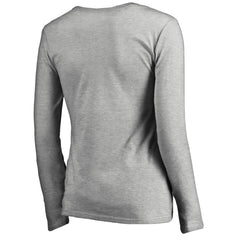 Green Bay Packers Women's Iconic Collection On Side Stripe Long Sleeve V-Neck T-Shirt Ash