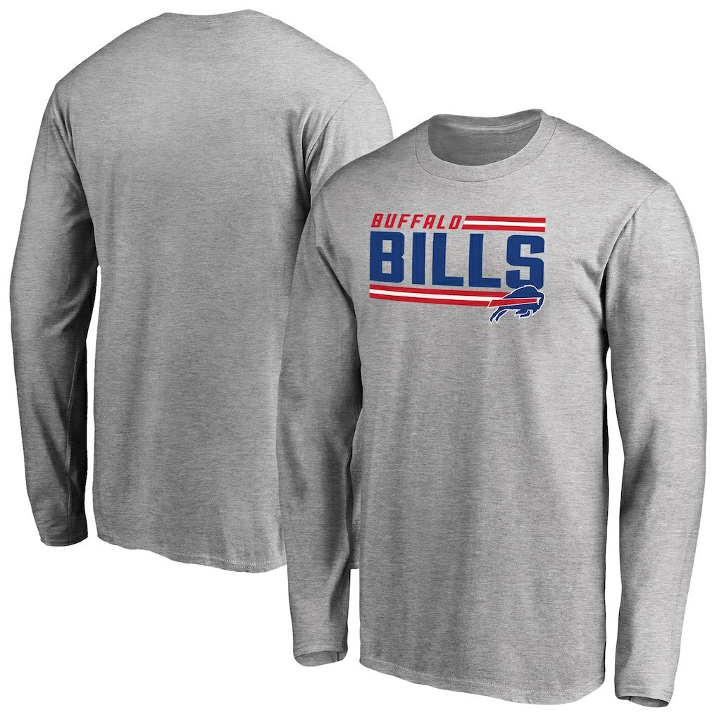 Buffalo Bills Iconic Collection On Side Stripe Long Sleeve T-Shirt Ash