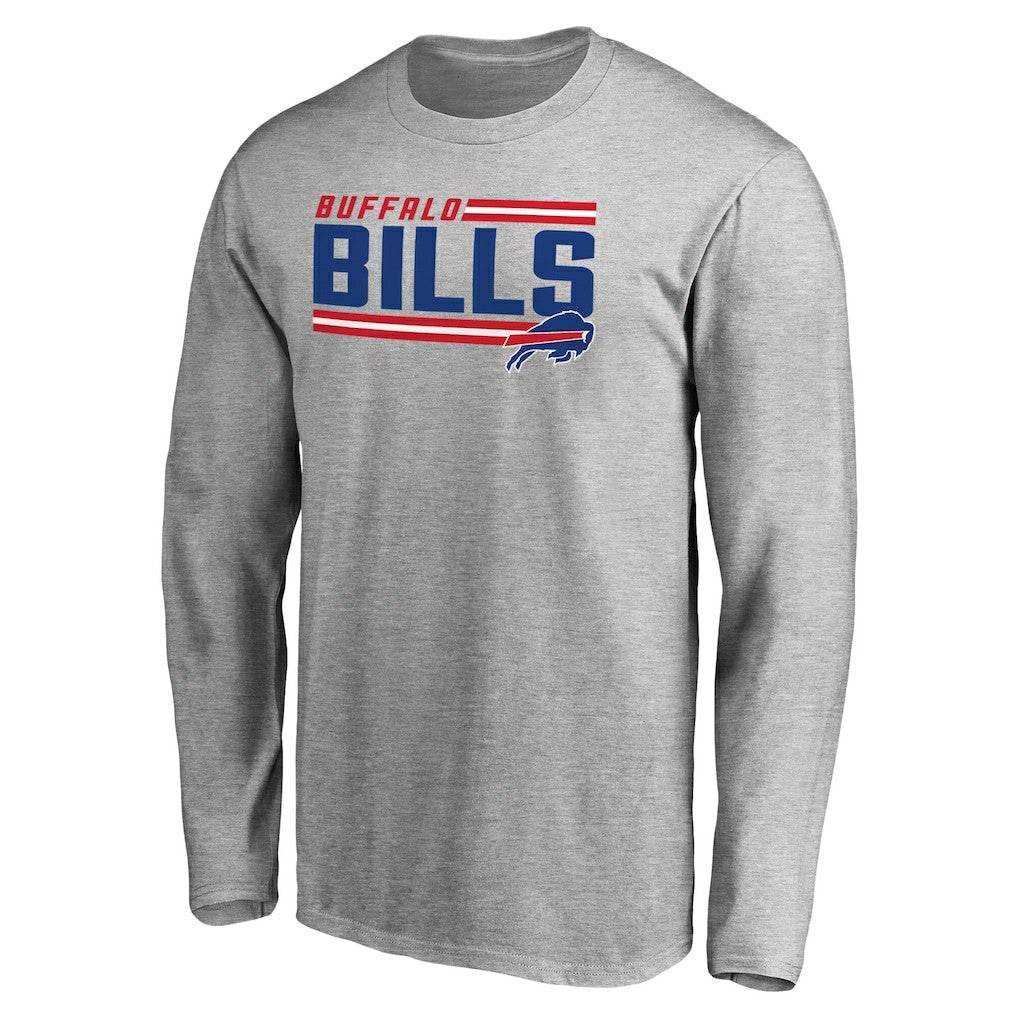 Buffalo Bills Iconic Collection On Side Stripe Long Sleeve T-Shirt Ash