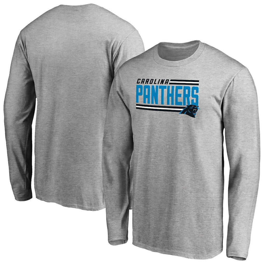 Carolina Panthers Iconic Collection On Side Stripe Long Sleeve T-Shirt Ash