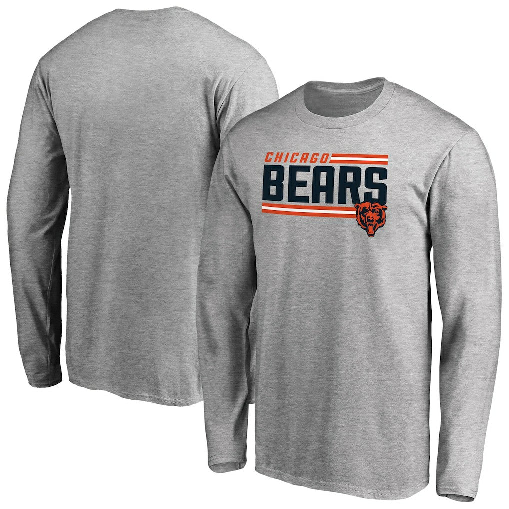 Chicago Bears Iconic Collection On Side Stripe Long Sleeve T-Shirt Ash