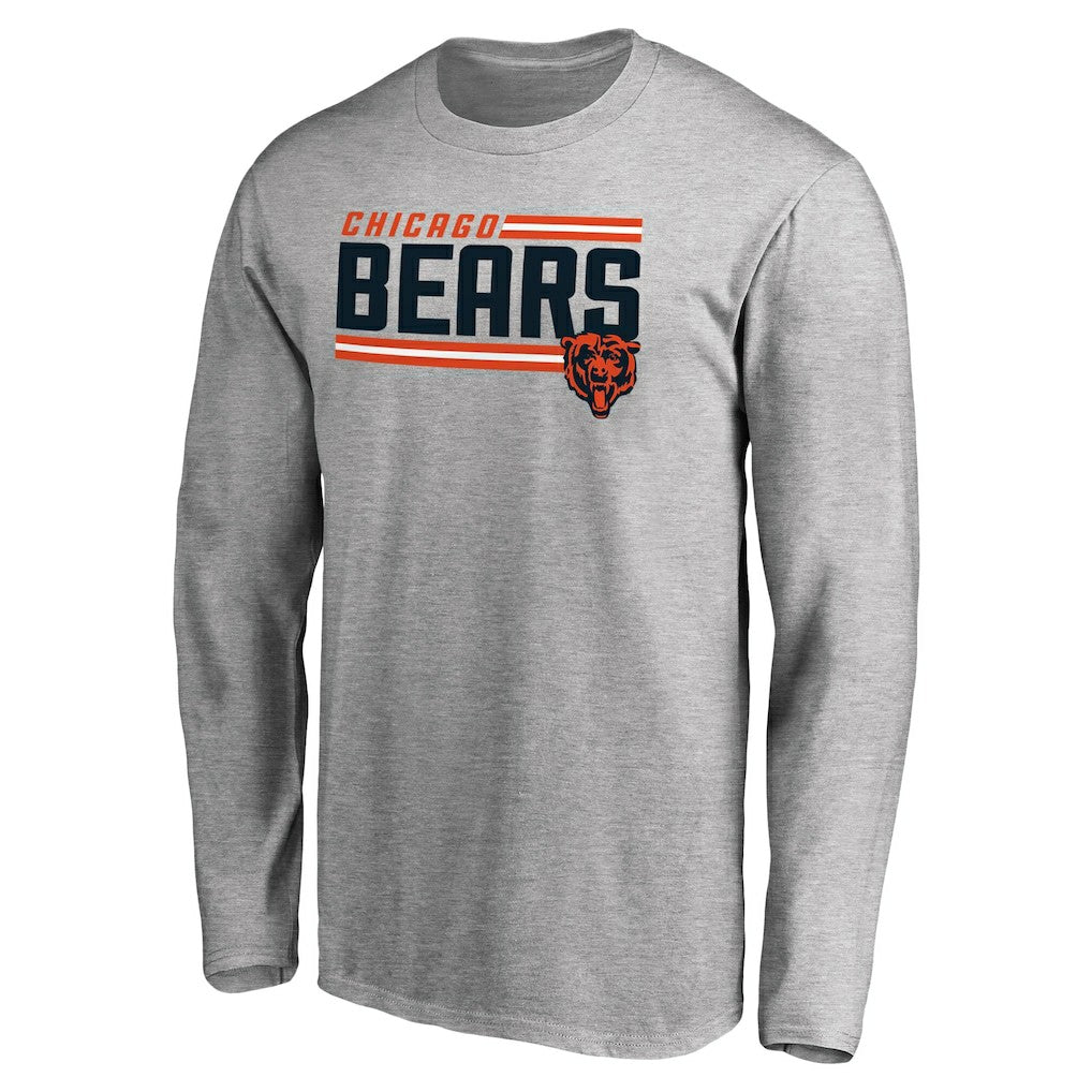 Chicago Bears Iconic Collection On Side Stripe Long Sleeve T-Shirt Ash
