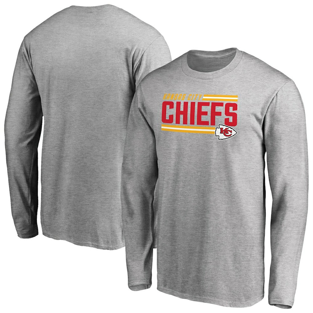 Kansas City Chiefs Iconic Collection On Side Stripe Long Sleeve T-Shirt Ash