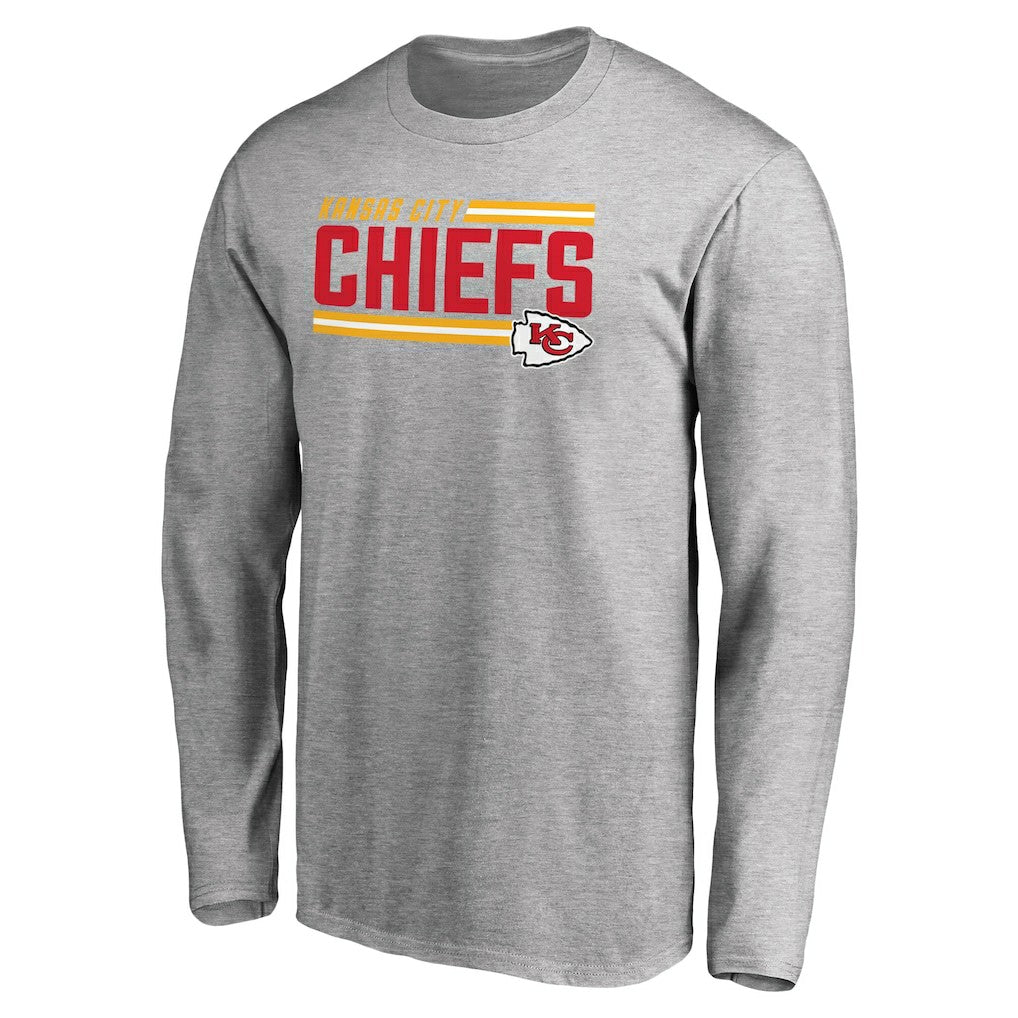 Kansas City Chiefs Iconic Collection On Side Stripe Long Sleeve T-Shirt Ash