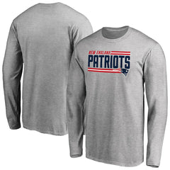New England Patriots Iconic Collection On Side Stripe Long Sleeve T-Shirt Ash