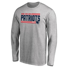 New England Patriots Iconic Collection On Side Stripe Long Sleeve T-Shirt Ash