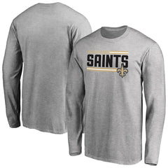 New Orleans Saints Iconic Collection On Side Stripe Long Sleeve T-Shirt Ash