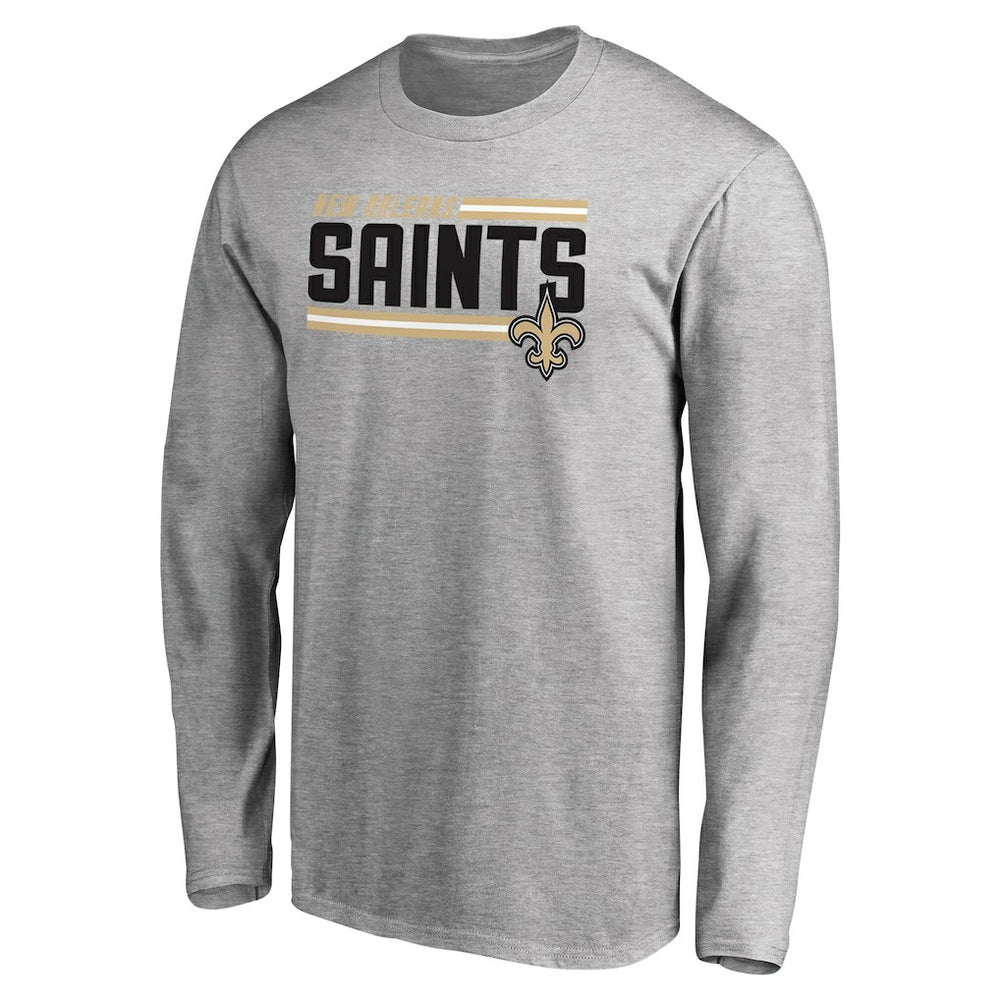 New Orleans Saints Iconic Collection On Side Stripe Long Sleeve T-Shirt Ash