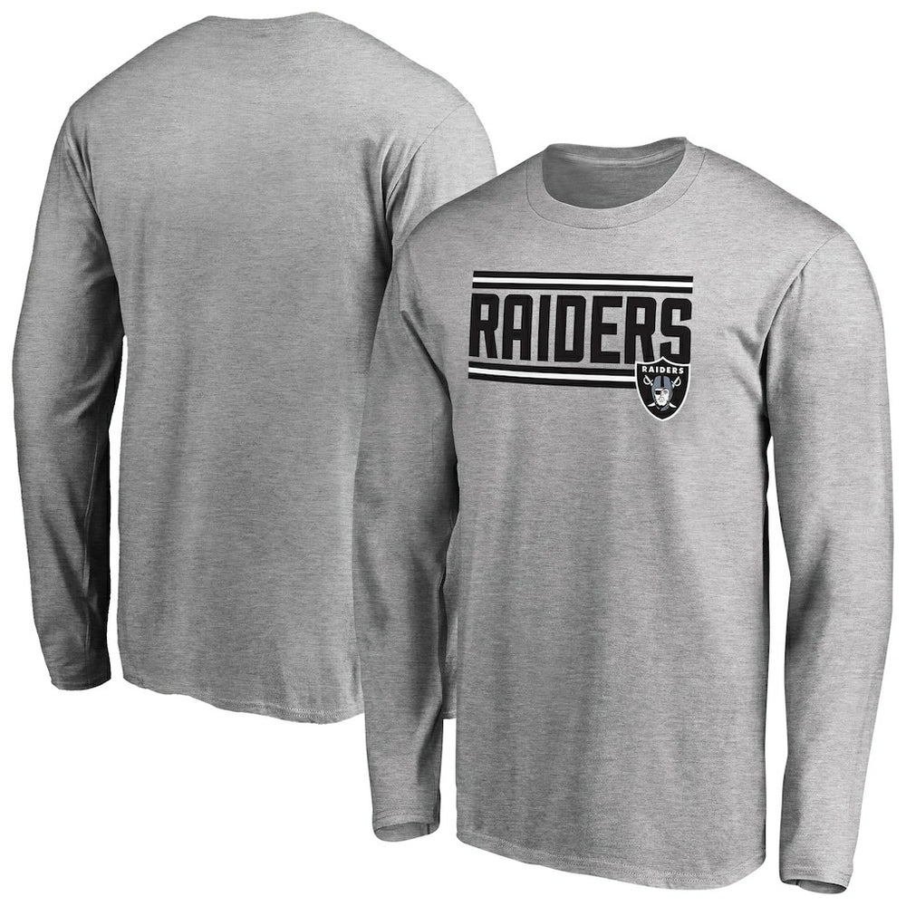 Las Vegas Raiders Iconic Collection On Side Stripe Long Sleeve T-Shirt Ash