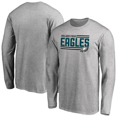 Philadelphia Eagles Iconic Collection On Side Stripe Long Sleeve T-Shirt Ash