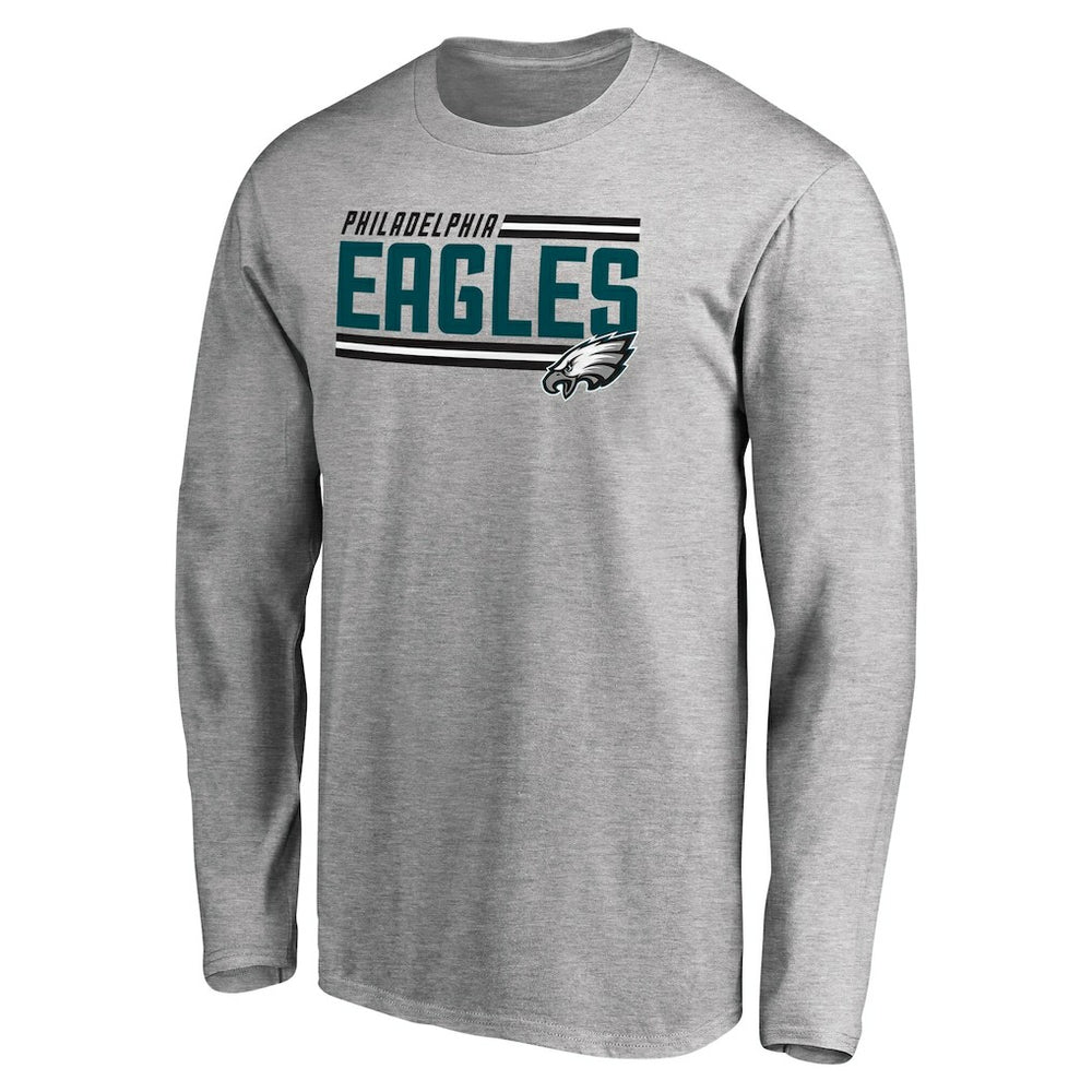 Philadelphia Eagles Iconic Collection On Side Stripe Long Sleeve T-Shirt Ash