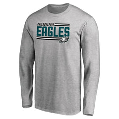 Philadelphia Eagles Iconic Collection On Side Stripe Long Sleeve T-Shirt Ash