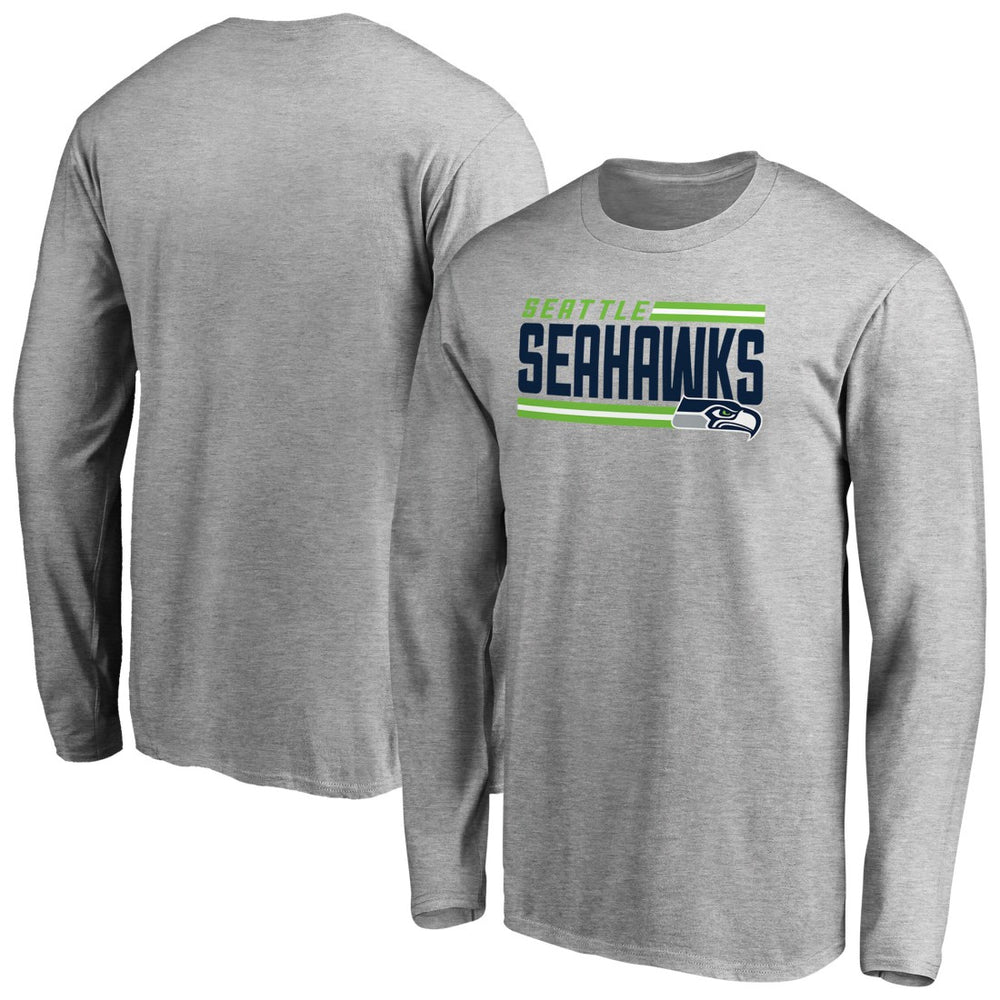Seattle Seahawks Iconic Collection On Side Stripe Long Sleeve T-Shirt Ash