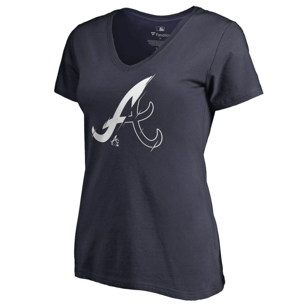 Atlanta Braves Women's X-Ray V-Neck T-Shirt - Navy - MLB Online