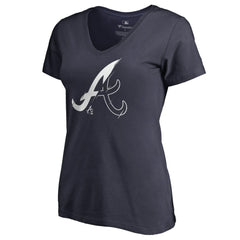 Atlanta Braves Women's X-Ray V-Neck T-Shirt - Navy - MLB Online