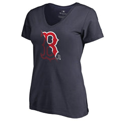 Boston Red Sox Women's X-Ray V-Neck T-Shirt - Navy - MLB Sale