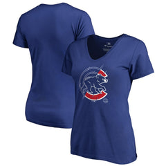 Chicago Cubs Women's X-Ray V-Neck T-Shirt - Royal - MLB Discount
