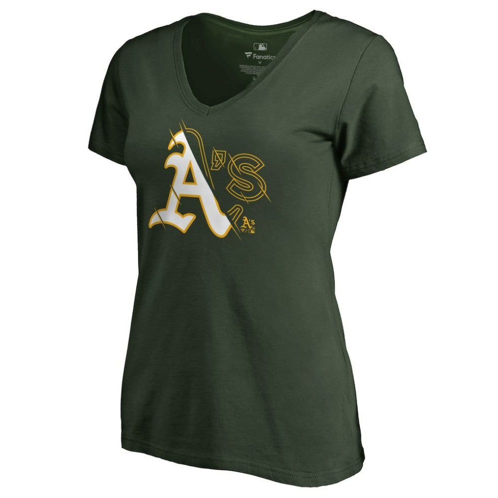 Athletics Women's X-Ray V-Neck T-Shirt - Green - MLB Discount
