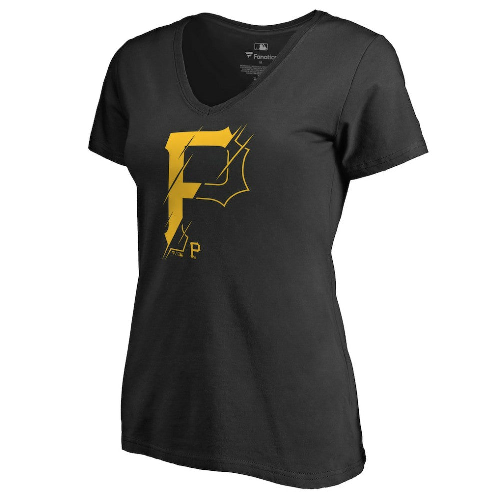 Pittsburgh Pirates Women's X-Ray V-Neck T-Shirt - Black - MLB Lifestyle