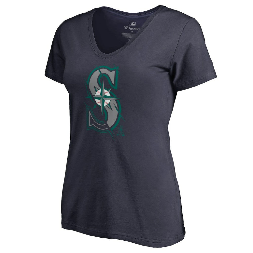Seattle Mariners Women's X-Ray V-Neck T-Shirt - Navy - MLB Sale