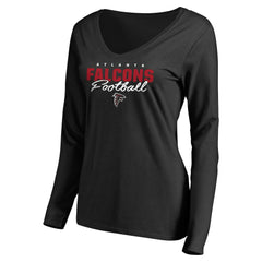 Atlanta Falcons Women's Iconic Collection Script Assist Long Sleeve V-Neck T-Shirt Black