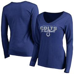 Indianapolis Colts Women's Iconic Collection Script Assist Long Sleeve V-Neck T-Shirt Royal