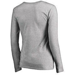 Minnesota Vikings Women's Iconic Collection Script Assist Long Sleeve V-Neck T-Shirt Ash