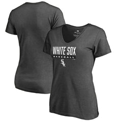 Chicago White Sox Women's Win Stripe V-Neck T-Shirt - Ash - MLB Online