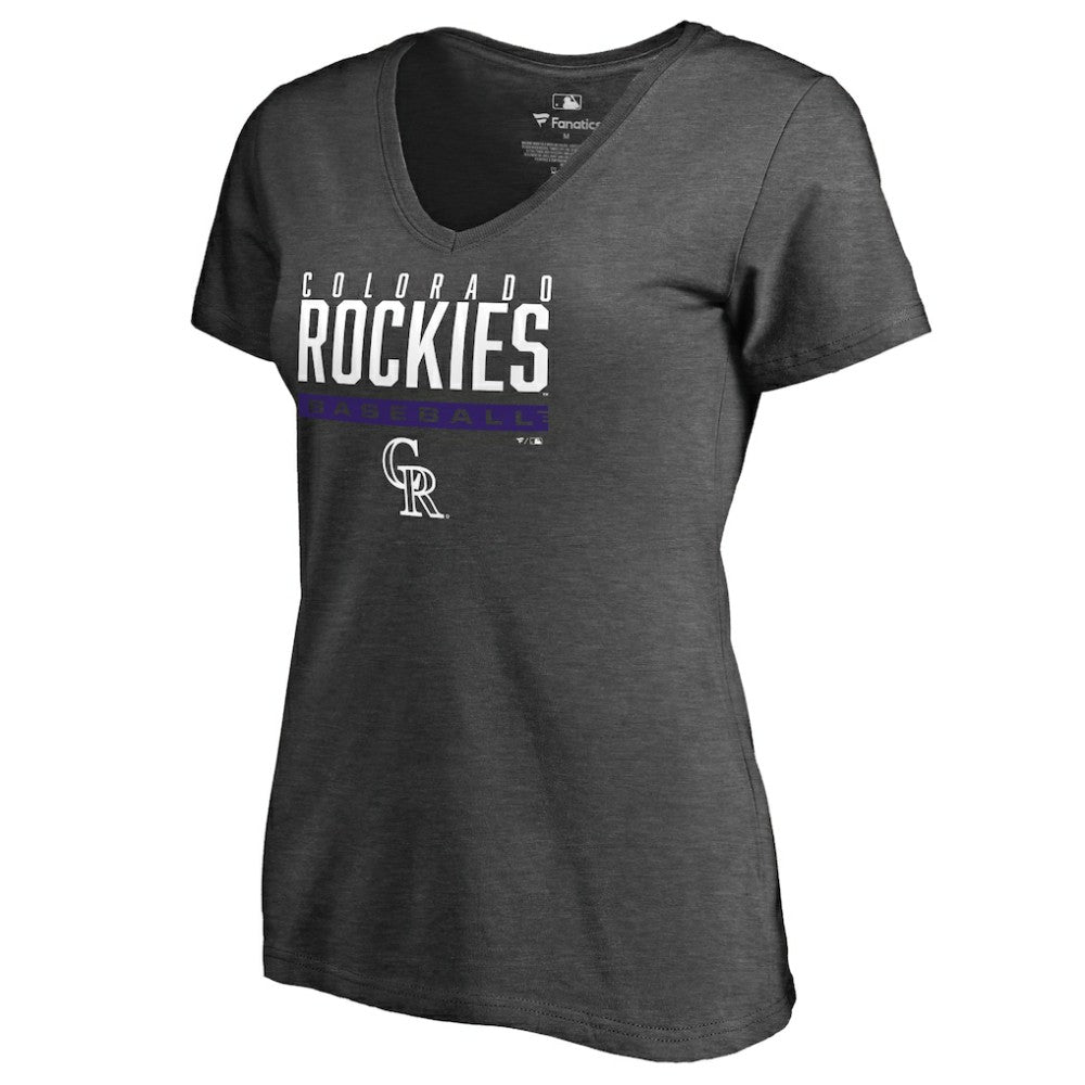 Colorado Rockies Women's Win Stripe V-Neck T-Shirt - Ash - MLB on Sale
